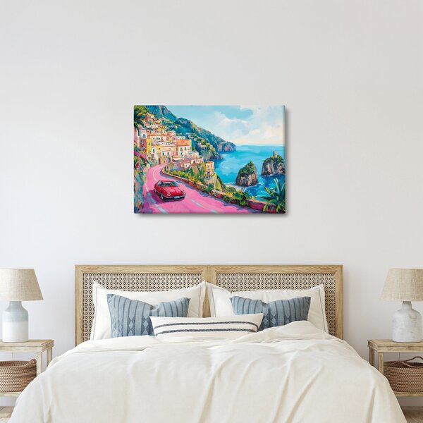 Obraz - Růžová silnice na pobřeží (70x50 cm)