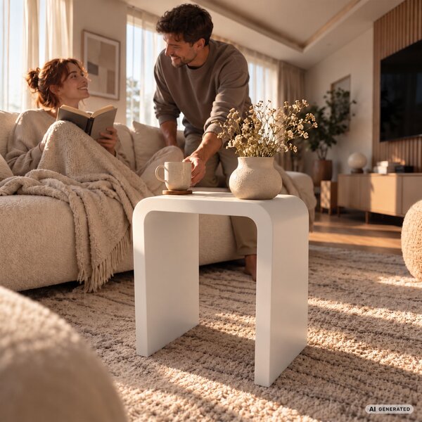 Ak furniture Konferenční stolek Crema 40 cm bílý