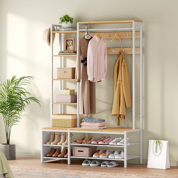 Předsíňový věšák Vasagle Une 120 cm bílý/hnědý