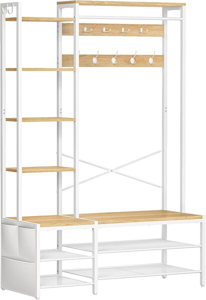 Předsíňový věšák Vasagle Une 120 cm bílý/hnědý