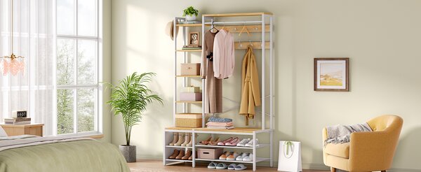 Předsíňový věšák Vasagle Une 120 cm bílý/hnědý
