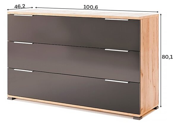 Komoda 3šu Lava / dub kraft Luna