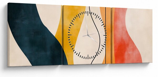 Obraz - Minimalistická barevná ilustrace II. (s hodinami) (90x30 cm)