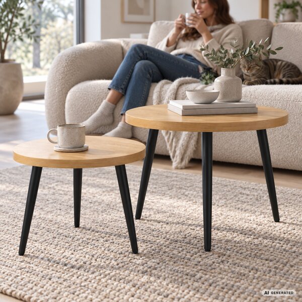 Ak furniture Sada 2 ks konferenčních stolků Twino dub přírodní