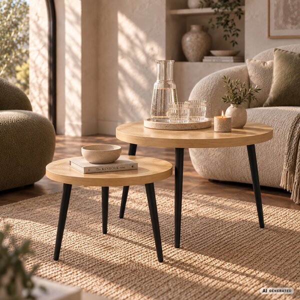 Ak furniture Sada 2 ks konferenčních stolků Twino dub přírodní