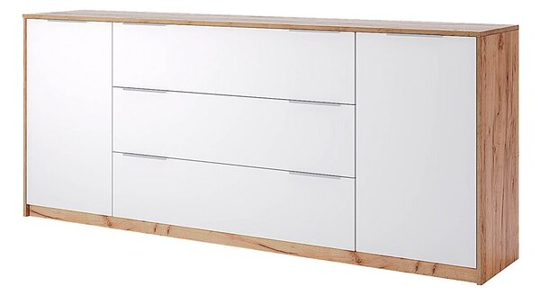 Komoda 2 dveře 3 zásuvky 200 cm dub kraft / bílá Asti