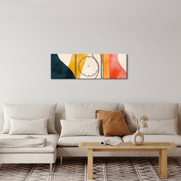 Obraz - Minimalistická barevná ilustrace II. (s hodinami) (90x30 cm)
