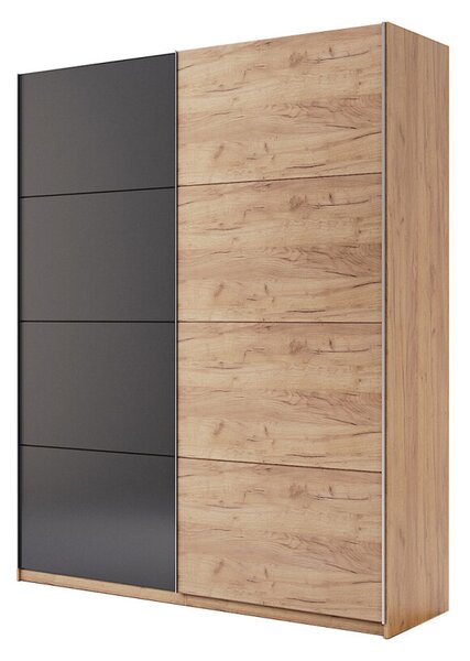 Skříň s posuvnými dveřmi 1.5x2.1m (Dveře Dub Kraft/Mat Láva), série N Luna