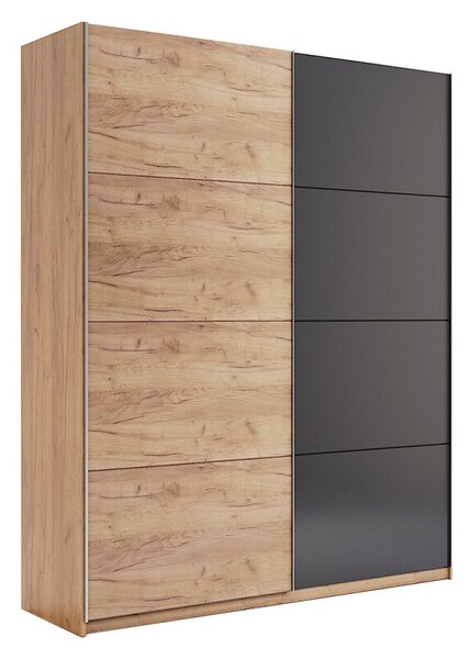Skříň s posuvnými dveřmi 1.5x2.1m (Dveře Dub Kraft/Mat Láva), série N Luna