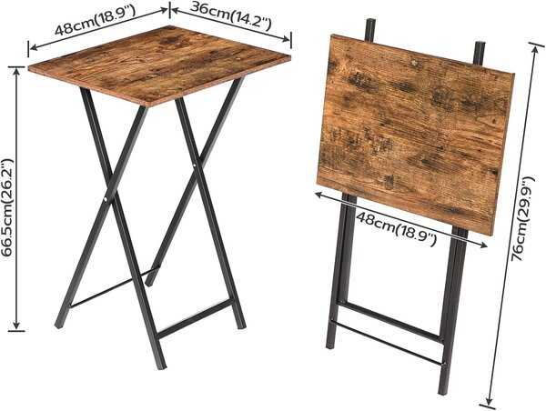 Skládací odkládací stolek Vasagle Cino 48 cm hnědý/černý