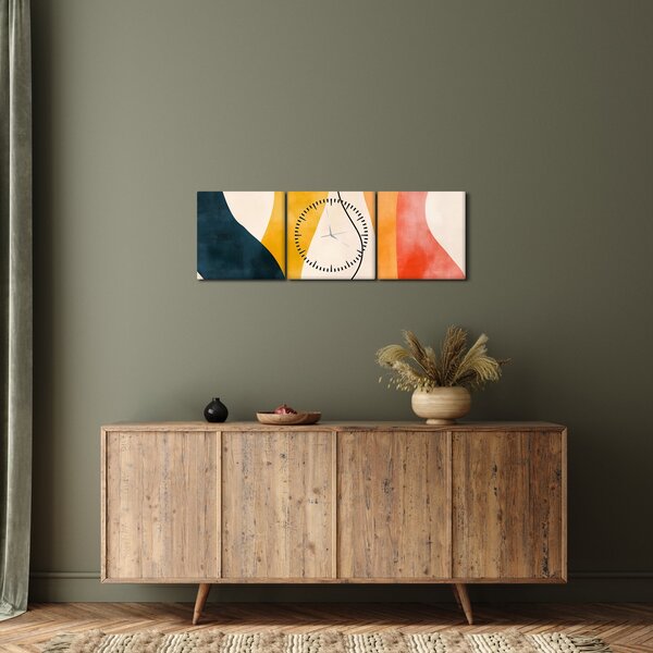 Obraz - Minimalistická barevná ilustrace II. (s hodinami) (90x30 cm)