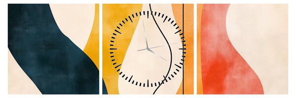 Obraz - Minimalistická barevná ilustrace II. (s hodinami) (90x30 cm)
