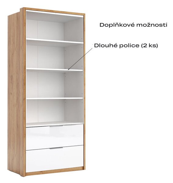 Skříň 2D 2Š bez zrcadel, série N, dub kraft / bílá Asti
