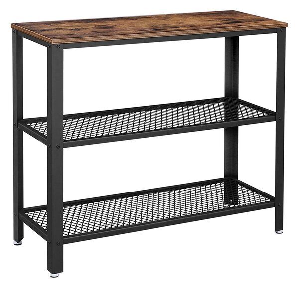 EmaHome Stůl se dvěma policemi 101,5 x 35 x 80 cm / dřevo / kov