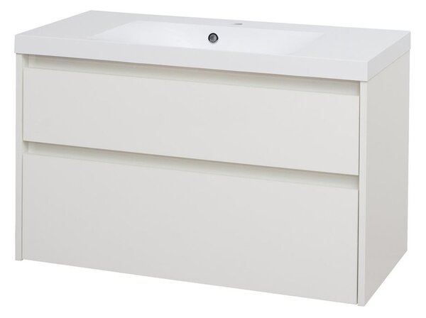 Mereo Mereo, Opto, koupelnová skříňka s umyvadlem z litého mramoru 101 cm, bílá, dub, bílá/dub, černá, CN912M