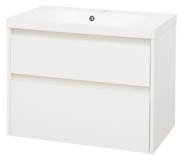 Mereo Mereo, Opto, koupelnová skříňka s umyvadlem z litého mramoru 81 cm, bílá, dub, bílá/dub, černá, CN911M