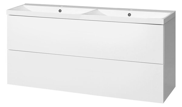 Mereo Mereo, Aira, koupelnová skříňka s umyvadlem z litého mramoru 121 cm, bílá, dub, šedá, CN713M