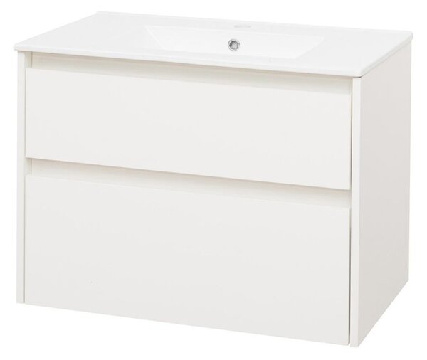 Mereo Mereo, Opto, koupelnová skříňka s keramickým umyvadlem 81 cm, bílá, dub, bílá/dub, černá, CN911