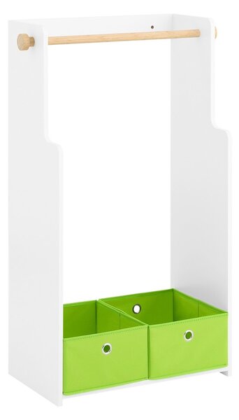 Sobuy Kmb109-W Dětský Šatní Stojan Se Závěsnou Tyčí A 2 Látkovými Boxy Bílý