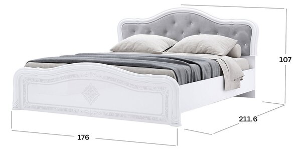 Postel 160 Lux bez rámu, bílý lesk Luiza