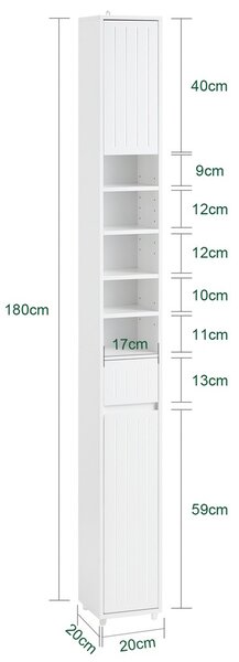Sobuy Bzr160-W Vysoká Skříň Do Koupelny Bílá
