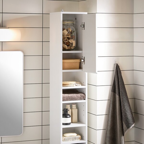Sobuy Bzr160-W Vysoká Skříň Do Koupelny Bílá