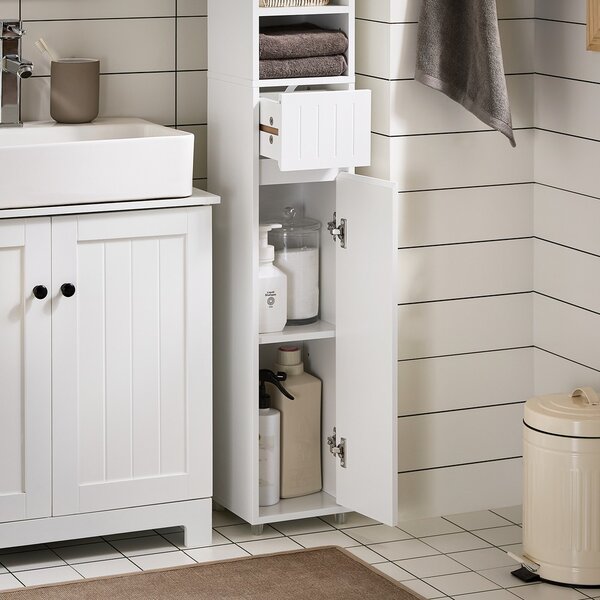 Sobuy Bzr160-W Vysoká Skříň Do Koupelny Bílá