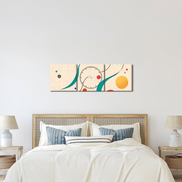 Obraz - Minimalistická barevná ilustrace (s hodinami) (90x30 cm)