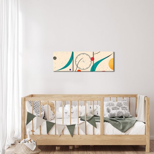 Obraz - Minimalistická barevná ilustrace (s hodinami) (90x30 cm)