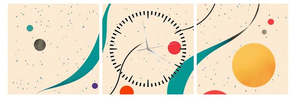 Obraz - Minimalistická barevná ilustrace (s hodinami) (90x30 cm)