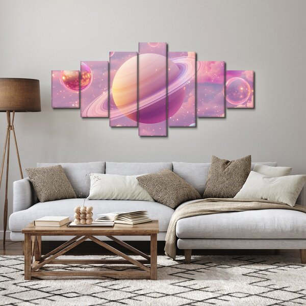 Obraz - Růžová planeta (210x100 cm)