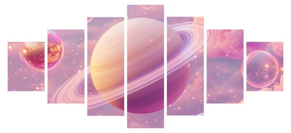 Obraz - Růžová planeta (210x100 cm)