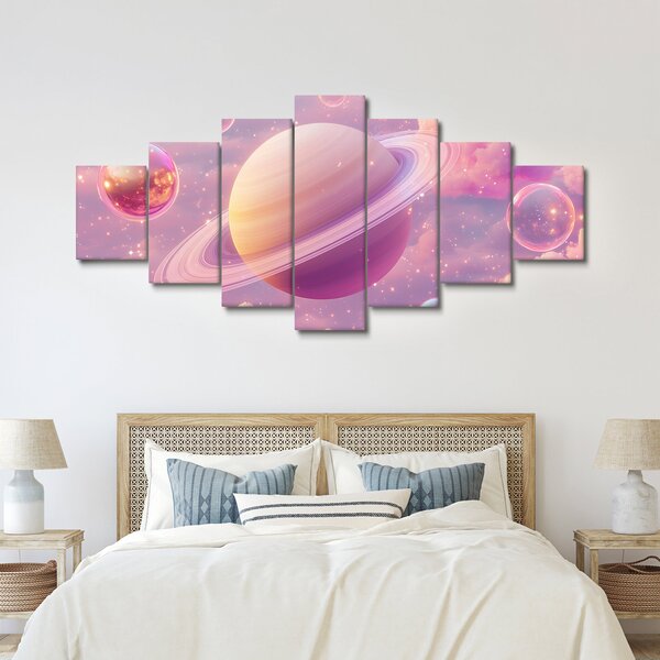 Obraz - Růžová planeta (210x100 cm)
