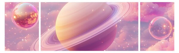 Obraz - Růžová planeta (170x50 cm)