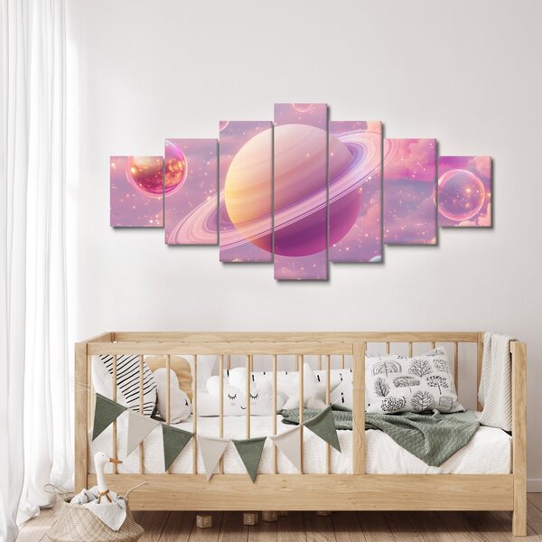 Obraz - Růžová planeta (210x100 cm)