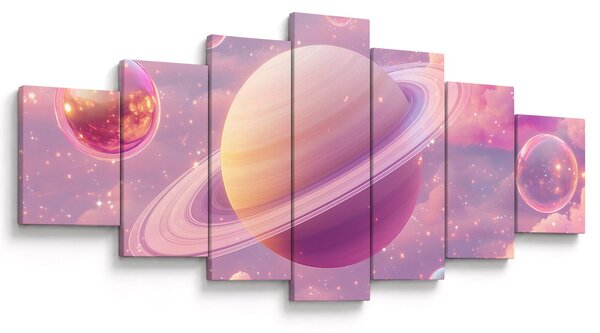 Obraz - Růžová planeta (210x100 cm)