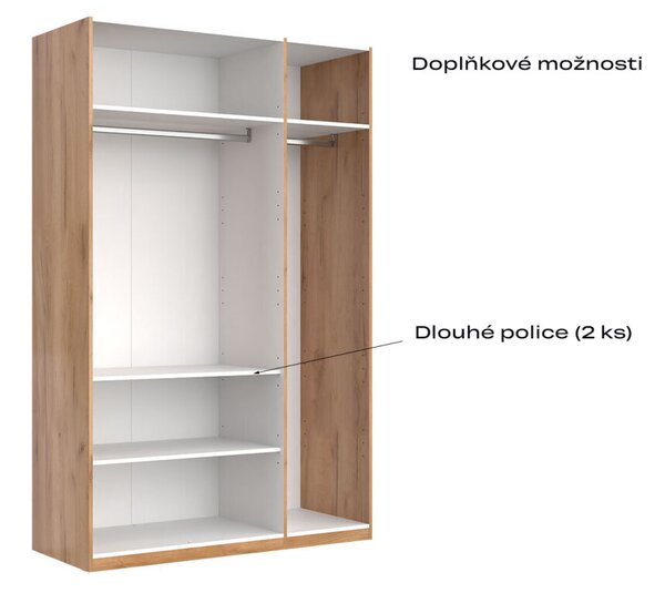 Skříň 3D se zrcadlem série N, dub kraft / bílá Asti