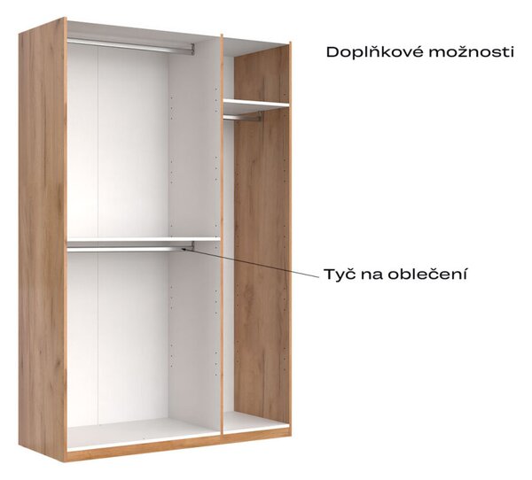 Skříň 3D se zrcadlem série N, dub kraft / bílá Asti