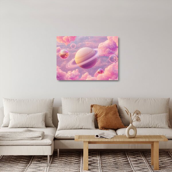 Skleněný obraz - Růžová planeta (70x50 cm)