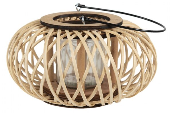 Přírodní dřevěná lucerna Bamboo – 23x12 cm