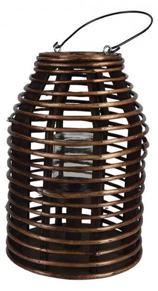 Hnědá dřevěná závěsná lucerna Bamboo – 22x32 cm