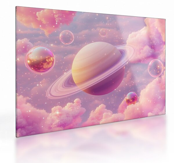 Skleněný obraz - Růžová planeta (70x50 cm)