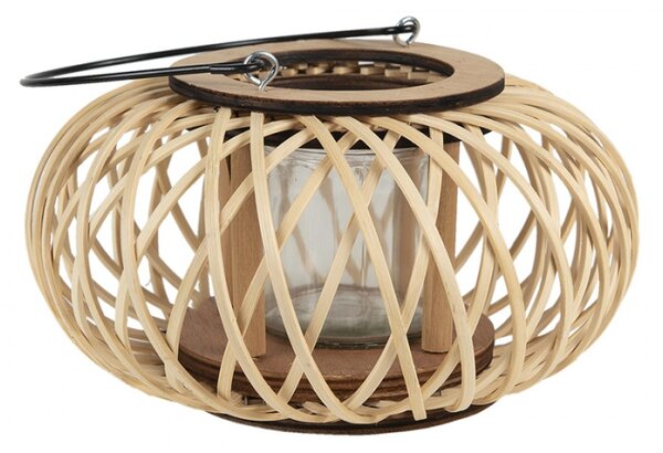 Přírodní dřevěná lucerna Bamboo – 23x12 cm