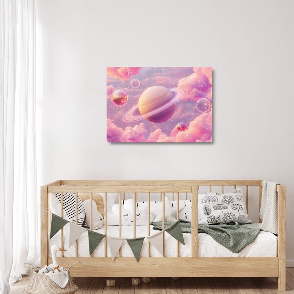 Skleněný obraz - Růžová planeta (70x50 cm)