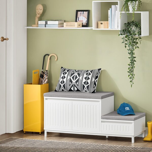 Sobuy Fsr172-W Výklopný Botník Dětský Botník Lavice Se Sedátkem Komoda Na Boty Botník Bílá Wht Cca 100X42X35Cm