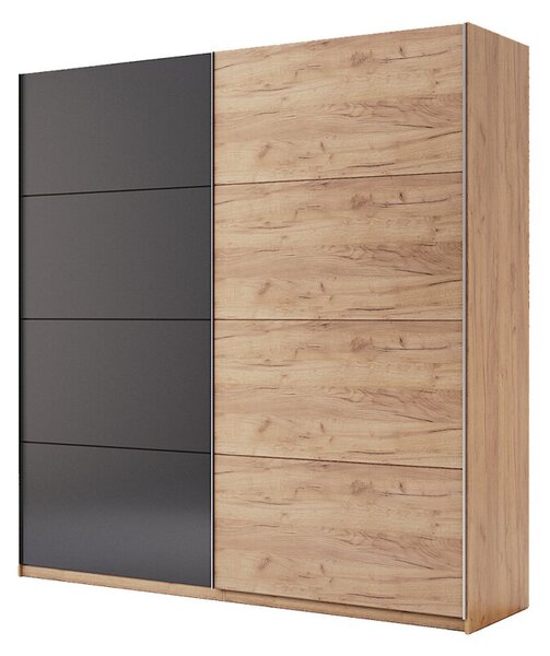 Skříň s posuvnými dveřmi 2,0x2,1m (Dveře Dub Kraft/Mat Láva), série N Luna
