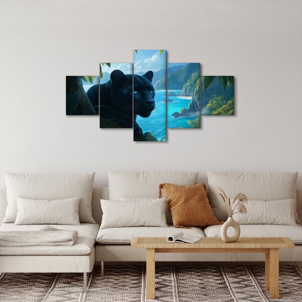 Obraz - Černý panter v džungli (125x70 cm)