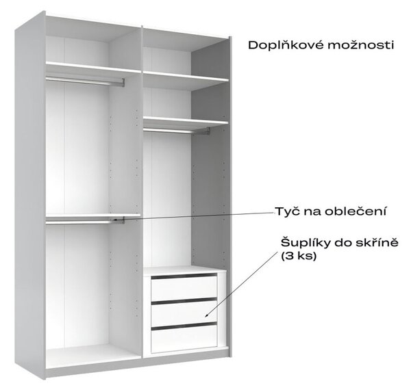 Skříň s posuvnými dveřmi 1,5x2,4 m lesklá / zrcadlo Megy