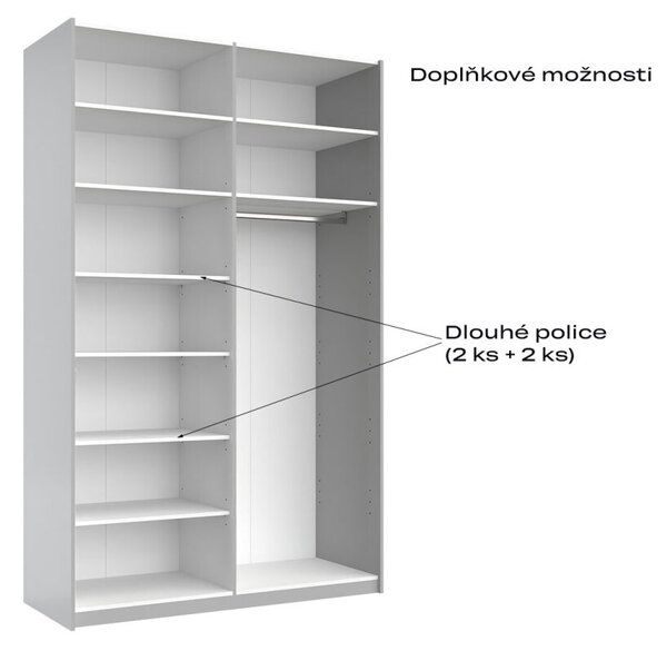 Skříň s posuvnými dveřmi 1,5x2,4 m lesklá / zrcadlo Megy