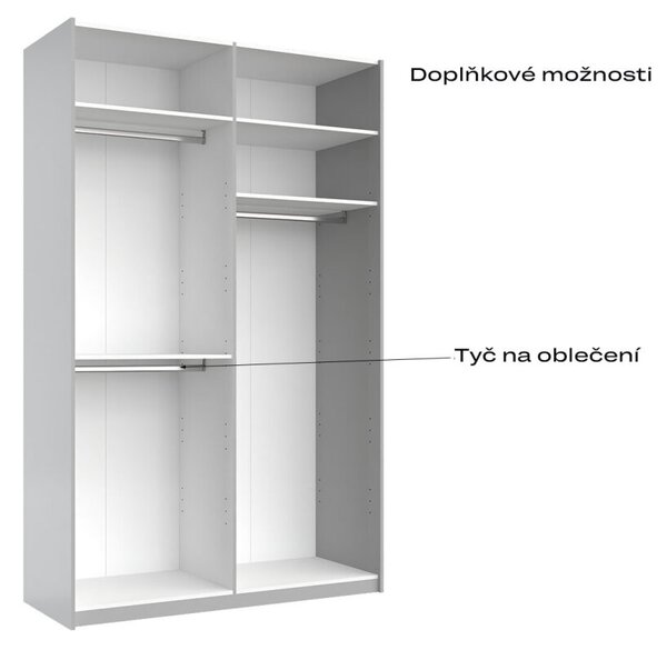 Skříň s posuvnými dveřmi 1,5x2,4 m lesklá / zrcadlo Megy